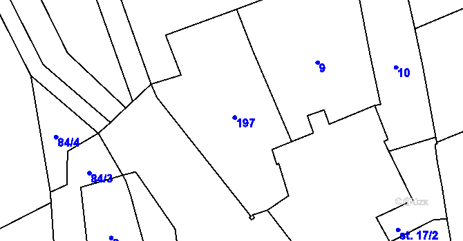 Parcela st. 17/3 v KÚ Přestavlky, Katastrální mapa