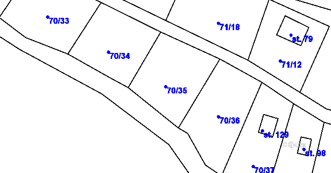 Parcela st. 70/35 v KÚ Přestavlky, Katastrální mapa