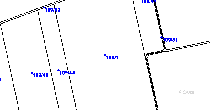 Parcela st. 109/1 v KÚ Přestavlky, Katastrální mapa