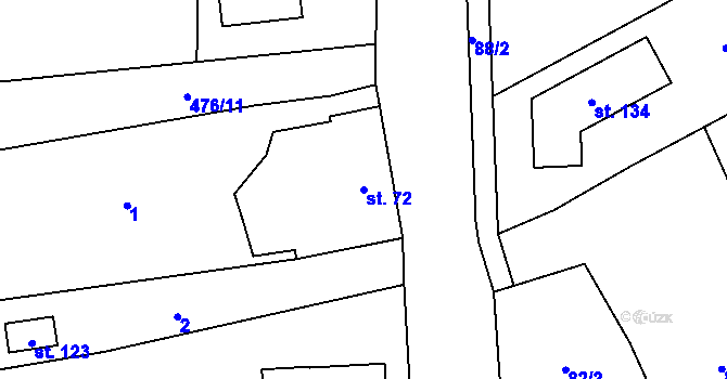 Parcela st. 72 v KÚ Suchonice, Katastrální mapa