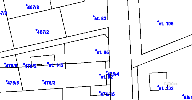 Parcela st. 85 v KÚ Suchonice, Katastrální mapa