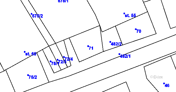 Parcela st. 71 v KÚ Suchonice, Katastrální mapa