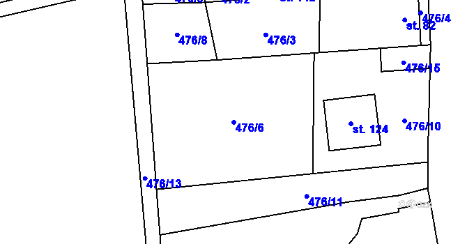 Parcela st. 476/6 v KÚ Suchonice, Katastrální mapa