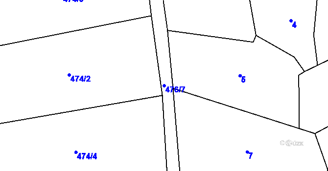 Parcela st. 476/7 v KÚ Suchonice, Katastrální mapa