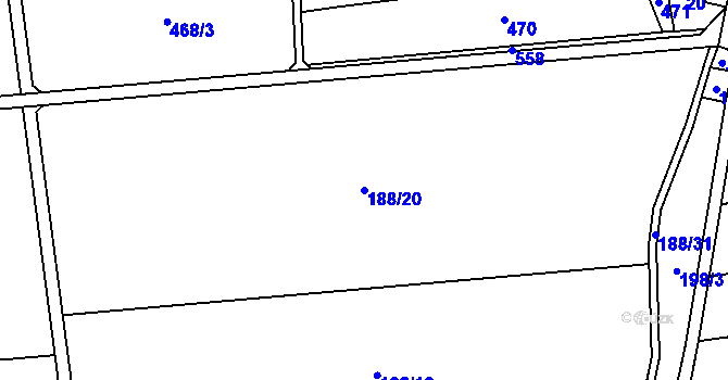 Parcela st. 188/20 v KÚ Suchonice, Katastrální mapa