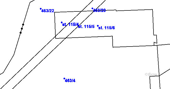 Parcela st. 463/27 v KÚ Suchonice, Katastrální mapa