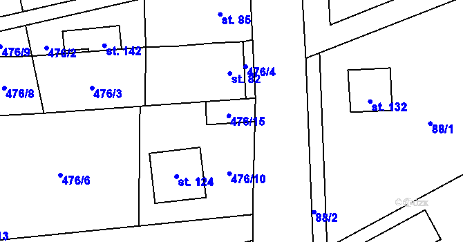 Parcela st. 476/15 v KÚ Suchonice, Katastrální mapa