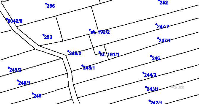 Parcela st. 191/1 v KÚ Suchov, Katastrální mapa