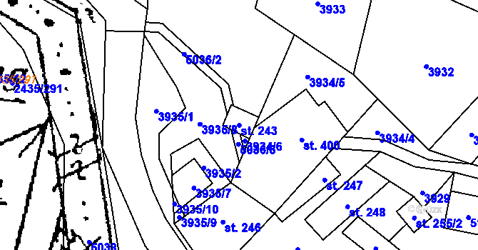 Parcela st. 243 v KÚ Suchov, Katastrální mapa