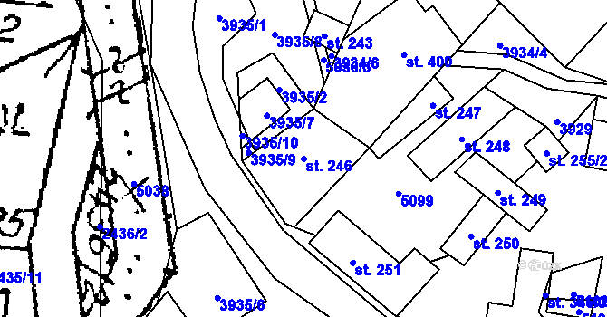 Parcela st. 246 v KÚ Suchov, Katastrální mapa
