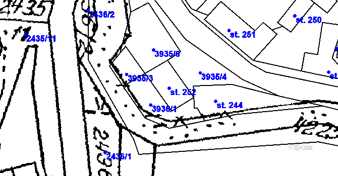 Parcela st. 252 v KÚ Suchov, Katastrální mapa