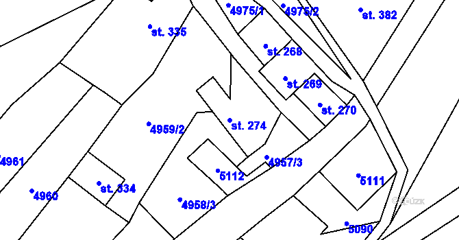 Parcela st. 274 v KÚ Suchov, Katastrální mapa