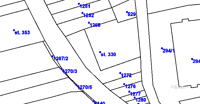 Parcela st. 330 v KÚ Suchov, Katastrální mapa