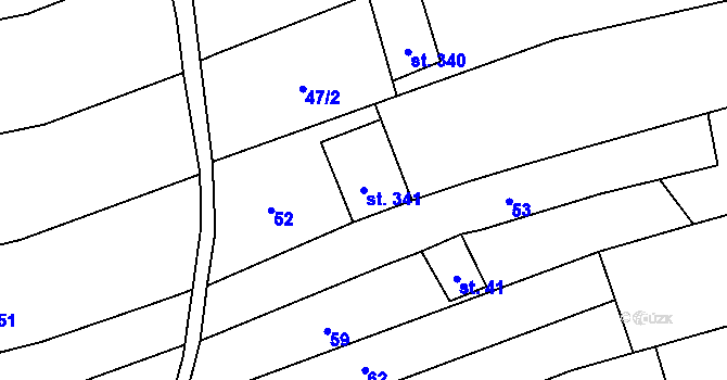 Parcela st. 341 v KÚ Suchov, Katastrální mapa