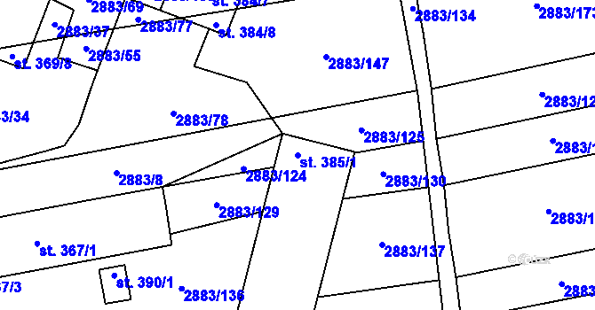 Parcela st. 385/1 v KÚ Suchov, Katastrální mapa