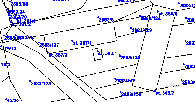 Parcela st. 390/1 v KÚ Suchov, Katastrální mapa