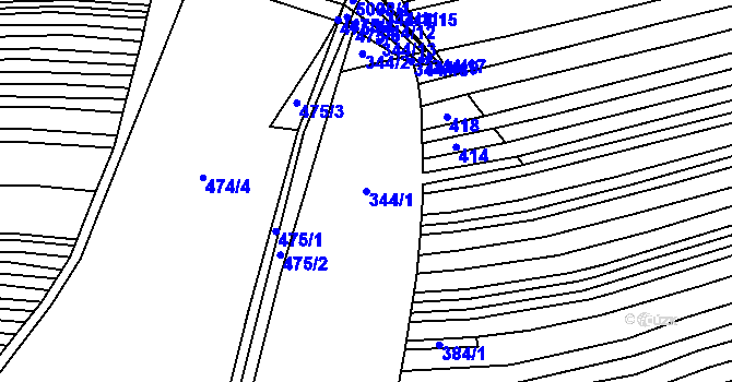 Parcela st. 344/1 v KÚ Suchov, Katastrální mapa