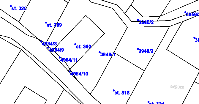 Parcela st. 3948/1 v KÚ Suchov, Katastrální mapa