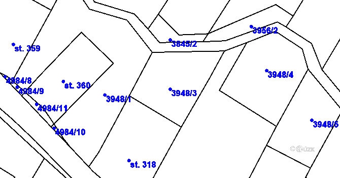 Parcela st. 3948/3 v KÚ Suchov, Katastrální mapa