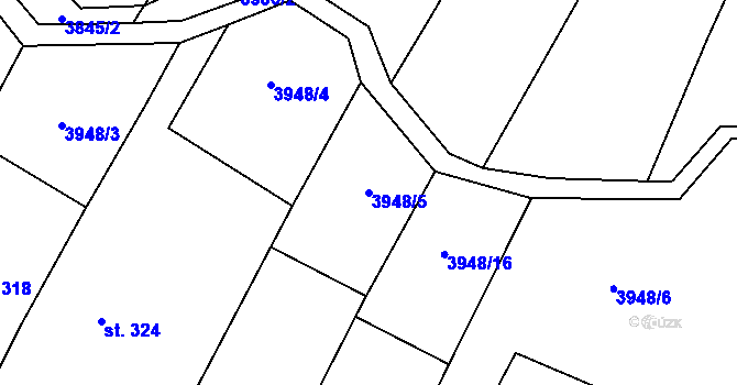 Parcela st. 3948/5 v KÚ Suchov, Katastrální mapa