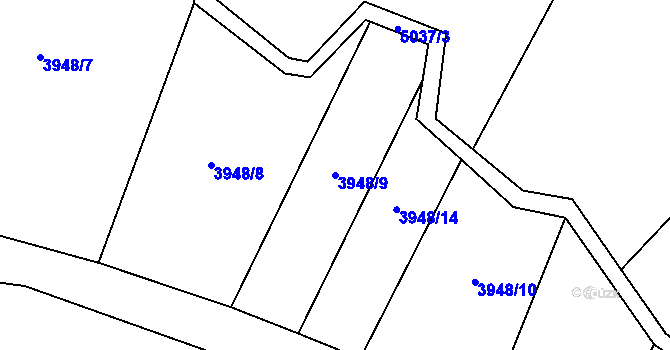 Parcela st. 3948/9 v KÚ Suchov, Katastrální mapa