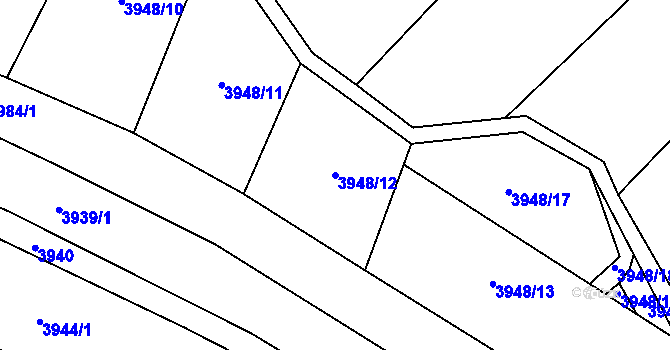 Parcela st. 3948/12 v KÚ Suchov, Katastrální mapa