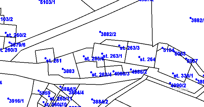 Parcela st. 263/1 v KÚ Suchov, Katastrální mapa