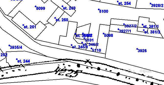 Parcela st. 346/2 v KÚ Suchov, Katastrální mapa