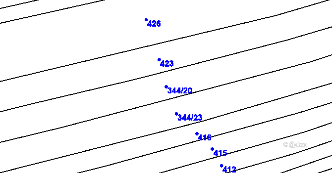 Parcela st. 344/20 v KÚ Suchov, Katastrální mapa