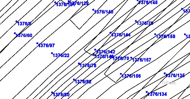 Parcela st. 1376/142 v KÚ Suchov, Katastrální mapa
