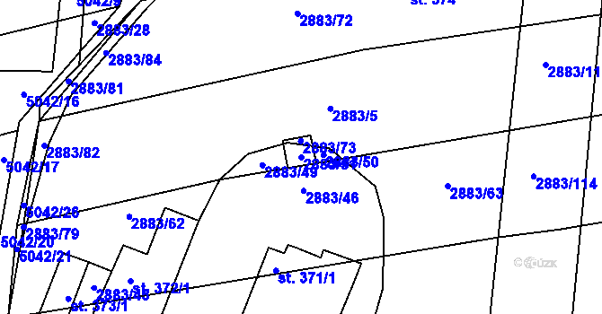 Parcela st. 2883/51 v KÚ Suchov, Katastrální mapa