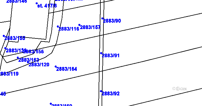 Parcela st. 2883/91 v KÚ Suchov, Katastrální mapa