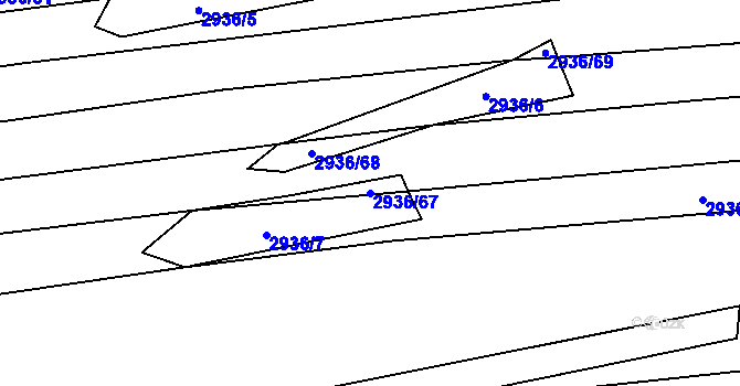 Parcela st. 2936/67 v KÚ Suchov, Katastrální mapa