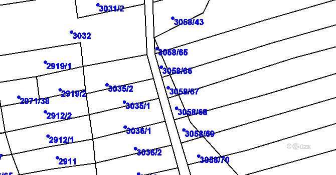Parcela st. 3058/67 v KÚ Suchov, Katastrální mapa