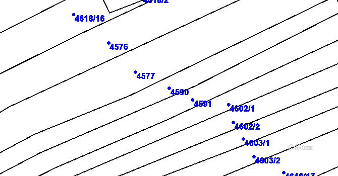 Parcela st. 4590 v KÚ Suchov, Katastrální mapa