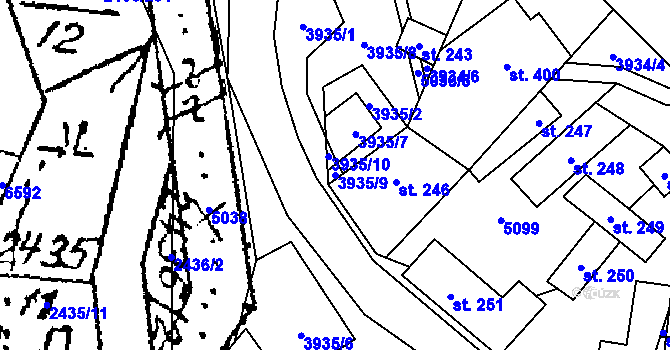 Parcela st. 3935/9 v KÚ Suchov, Katastrální mapa