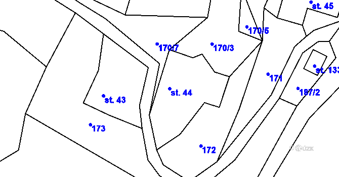 Parcela st. 44 v KÚ Suchovršice, Katastrální mapa