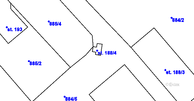 Parcela st. 188/4 v KÚ Suchovršice, Katastrální mapa