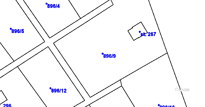 Parcela st. 896/9 v KÚ Suchovršice, Katastrální mapa