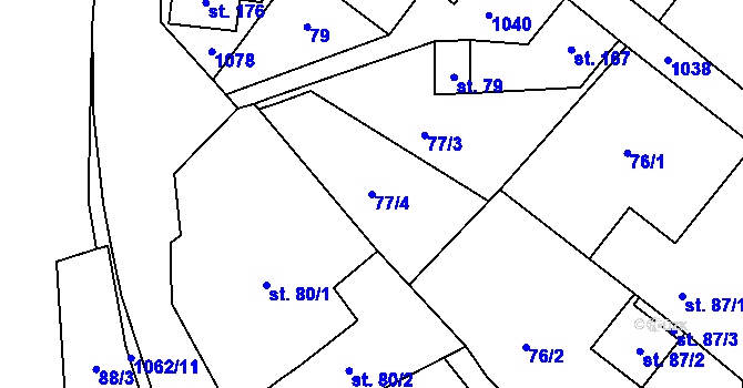 Parcela st. 77/4 v KÚ Suchovršice, Katastrální mapa