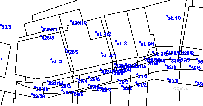 Parcela st. 4/1 v KÚ Suchý, Katastrální mapa