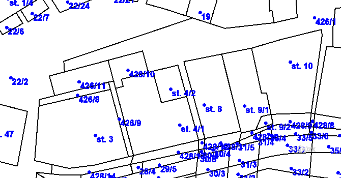 Parcela st. 4/2 v KÚ Suchý, Katastrální mapa