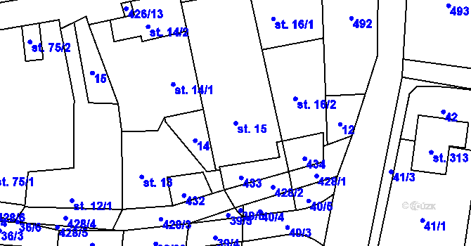 Parcela st. 15 v KÚ Suchý, Katastrální mapa