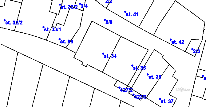 Parcela st. 34 v KÚ Suchý, Katastrální mapa