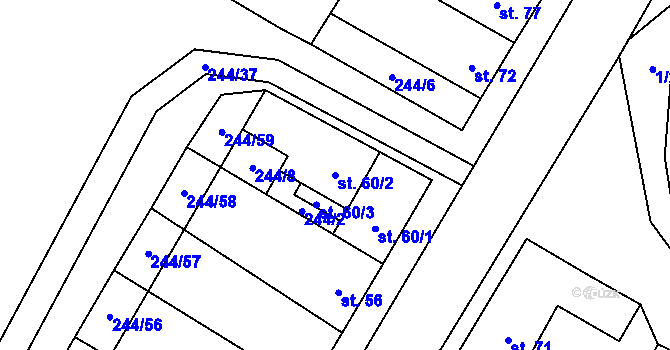 Parcela st. 60/2 v KÚ Suchý, Katastrální mapa