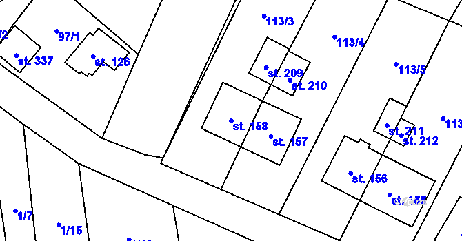 Parcela st. 158 v KÚ Suchý, Katastrální mapa