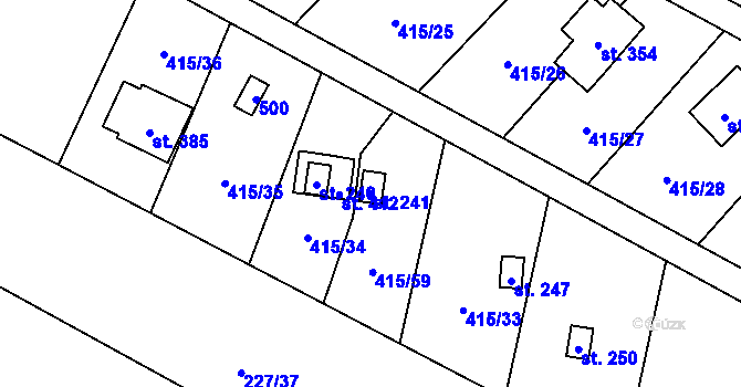 Parcela st. 241 v KÚ Suchý, Katastrální mapa