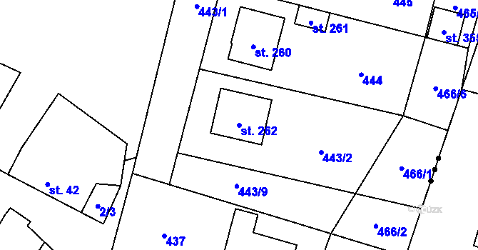 Parcela st. 262 v KÚ Suchý, Katastrální mapa