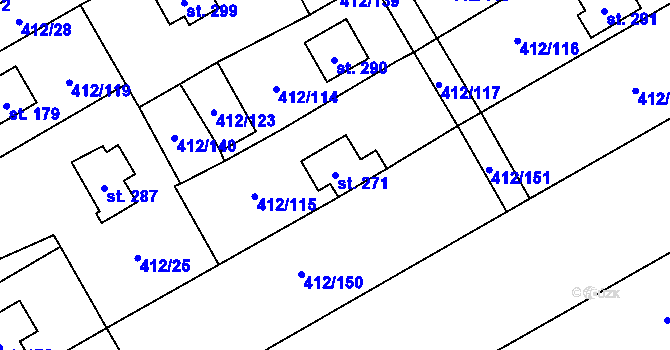 Parcela st. 271 v KÚ Suchý, Katastrální mapa