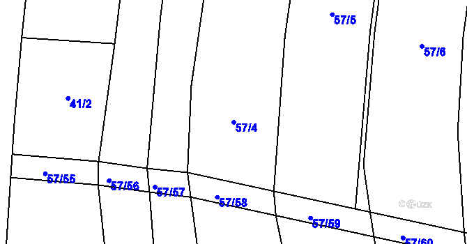Parcela st. 57/4 v KÚ Suchý, Katastrální mapa